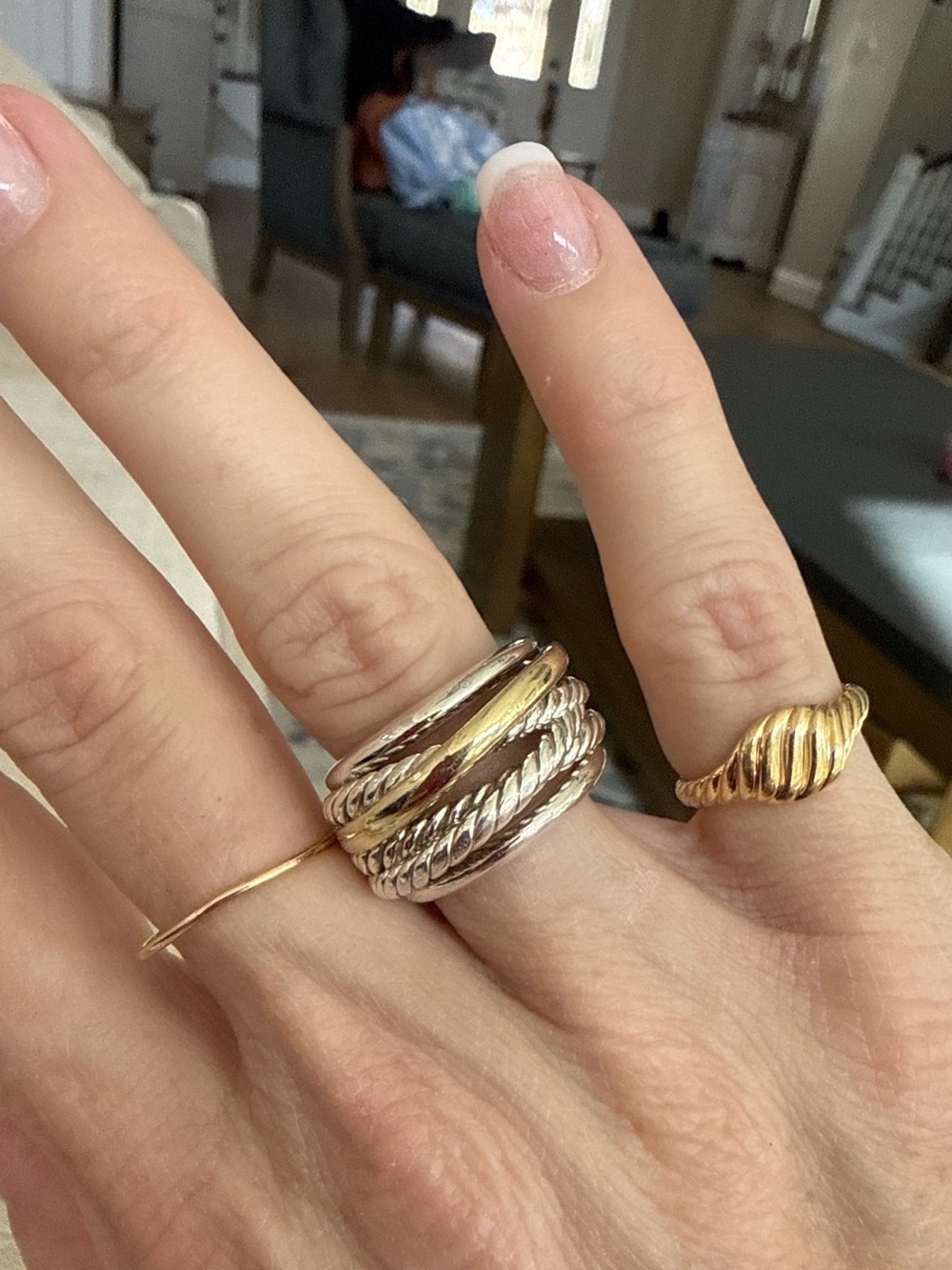 David Yurman Two-Tone Silver and Gold Multi-Band Cable Ring - Picture 11 of 16
